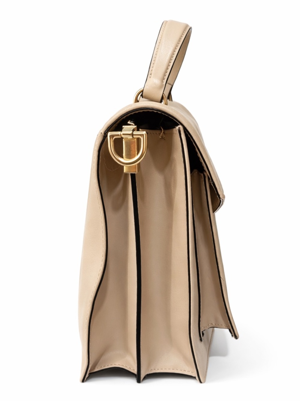 Ted Baker Kimmba Taupe Leather Satchel Top Handle Gold Lock + Strap NEW - Picture 4 of 7